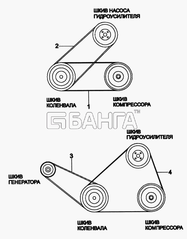 Daewoo Matiz Схема Ремни автомобиля-77 banga.ua