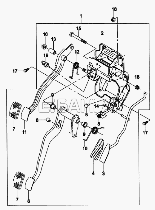 Daewoo Matiz Схема Подвеска педалей (механическая КПП)-165 banga.ua