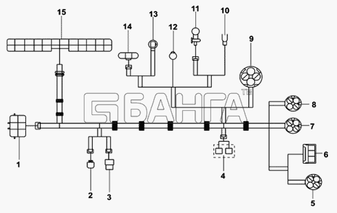 DongFeng DFL-3251A Схема Схема пучка электропроводов двигателя-354