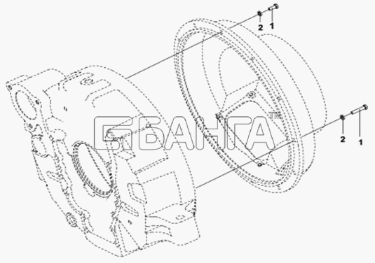 DongFeng DFL-3251A Схема Крепление картера сцепления-206 banga.ua