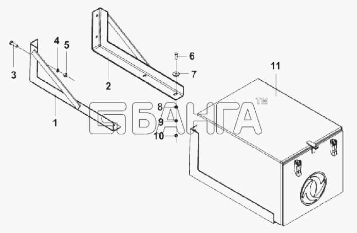 DongFeng DFL-3251AXA Euro3 Схема 3919AX-010 Ящик инструментальный-356