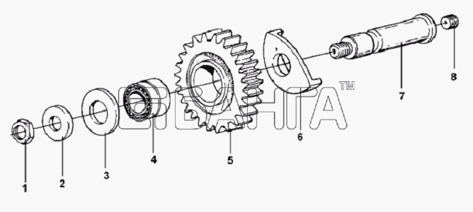 DongFeng L3251A3 (вар.) Схема Reverse Gear Counter Shaft Assembly-132