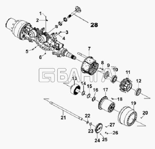 DongFeng L3251A3 (вар.) Схема Middle Axle Installation Subassembly-193