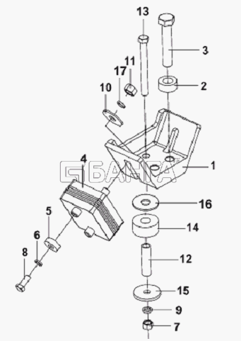 DongFeng L3251A3 (вар.) Схема Engine Rear Suspension