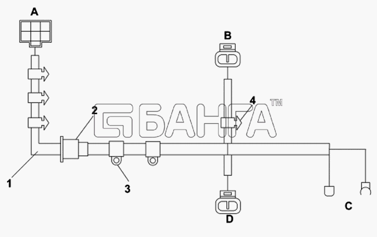 DongFeng DFL-4181A Схема Пучок проводов днища кабины-367 banga.ua