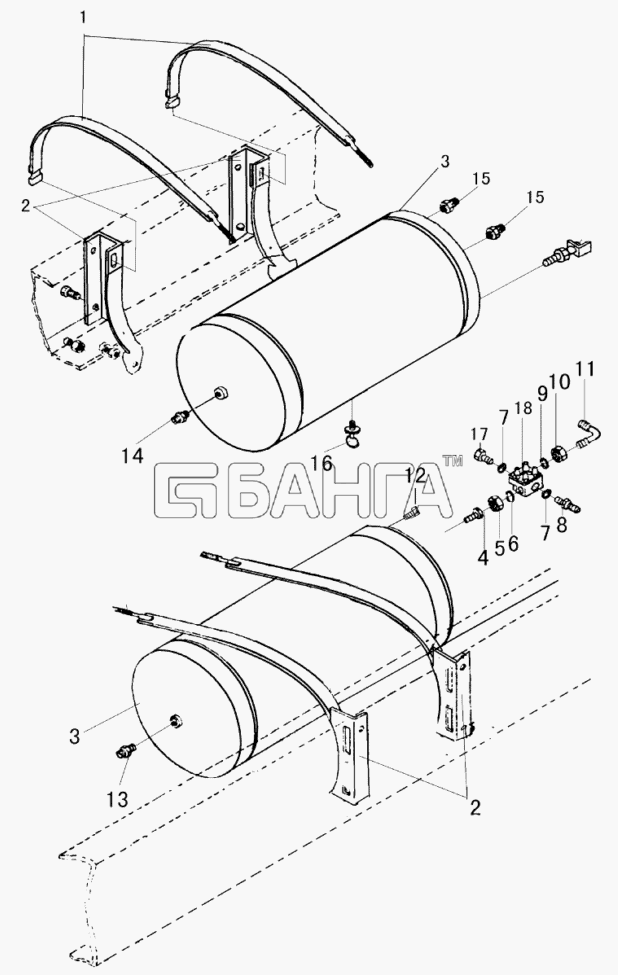 DongFeng EQ-1074 Схема Установка ресиверов-84 banga.ua