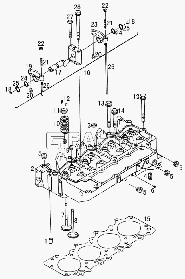 DongFeng EQ-1074 Схема Головка блока цилиндров и клапанный banga.ua