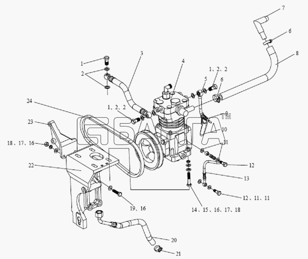 FAW CA-1083 Схема Воздушный компрессор-92 banga.ua