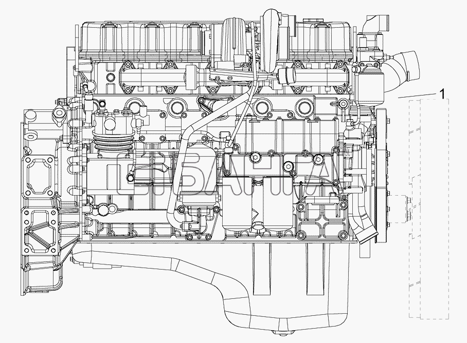 FAW CA-3252 Схема Двигатель (вид справа)-4 banga.ua
