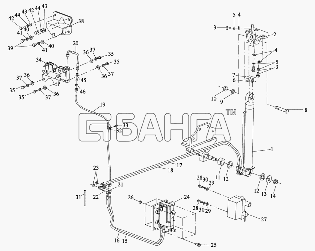 FAW CA-3252 Схема Гидравлическое устройство опрокидывания banga.ua