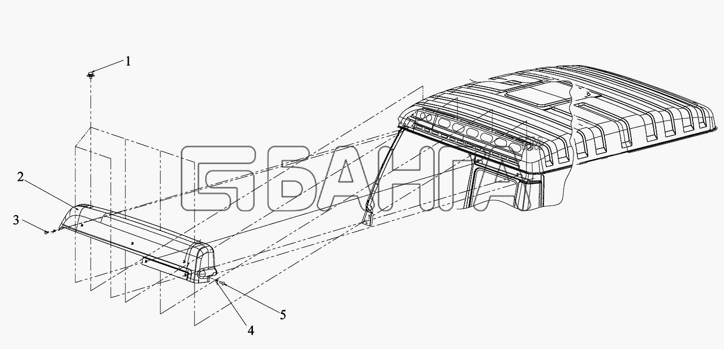 FAW CA-3252 Схема Боковой отделочный кожух на крыше-178 banga.ua