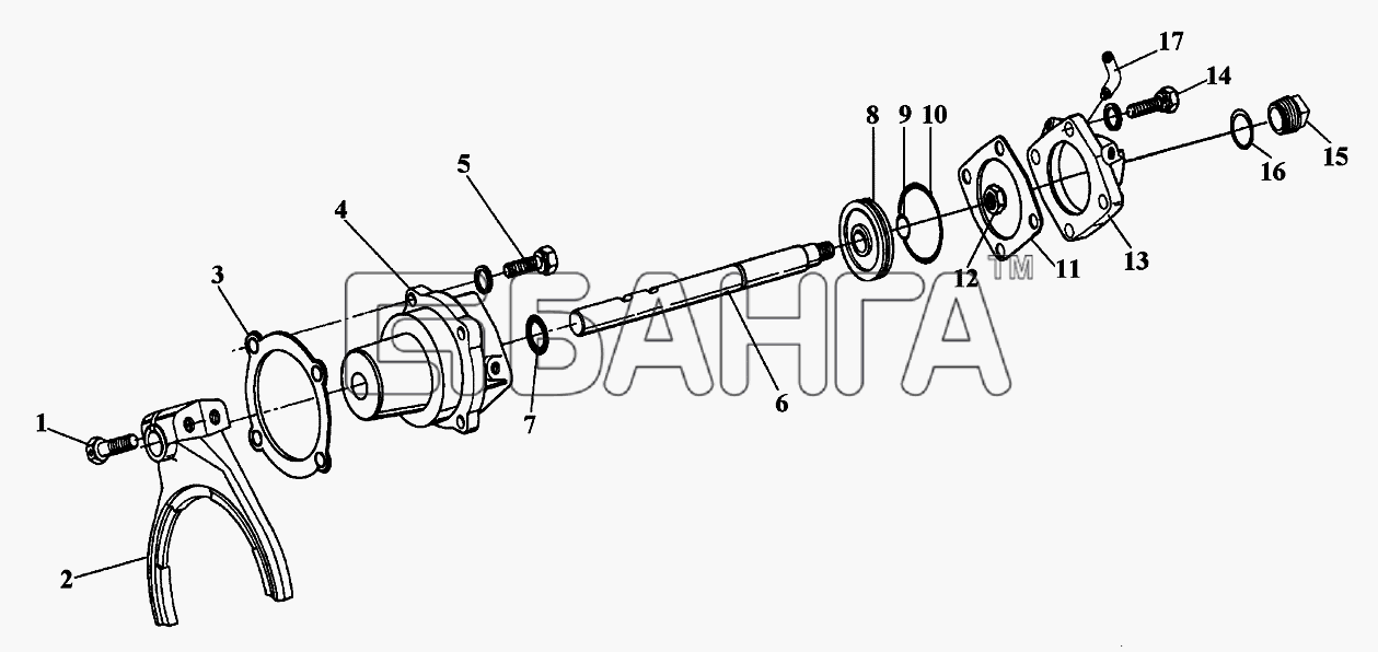 FAW CA-3252 Схема Цилиндр механизма переключения передач-67 banga.ua