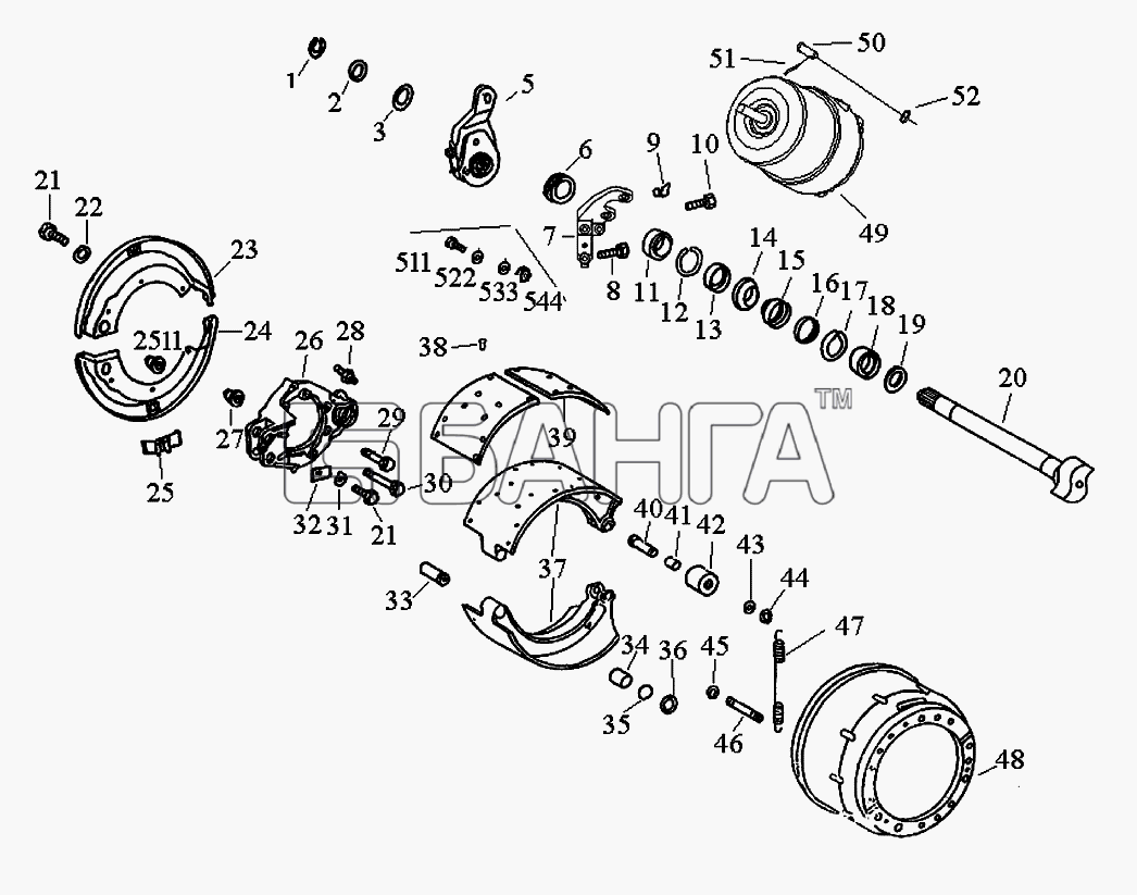 FAW CA-3252 Схема Тормоз заднего моста-104 banga.ua