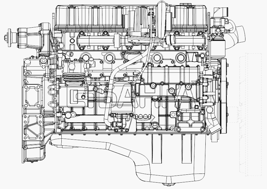 FAW CA-3252 (P2K2T1A) Схема Двигатель (правый рис.)-3 banga.ua