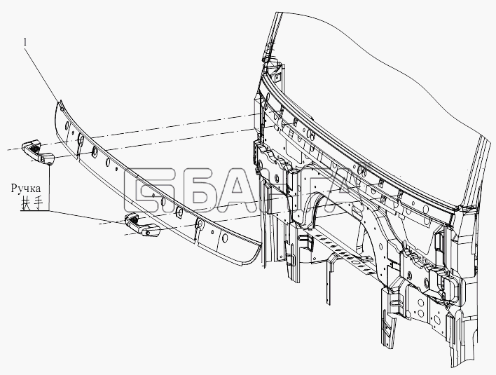 FAW CA-3252 (P2K2T1A) Схема Нижняя отделочная плита переднего