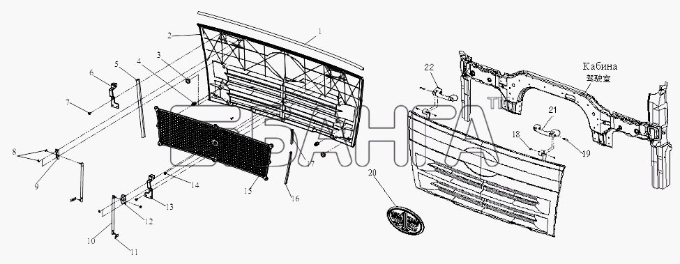 FAW CA-3252 (P2K2T1A) Схема Переднее оперение-139 banga.ua