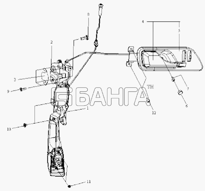 FAW CA-3252 (P2K2T1A) Схема Замковой механизм двери-157 banga.ua