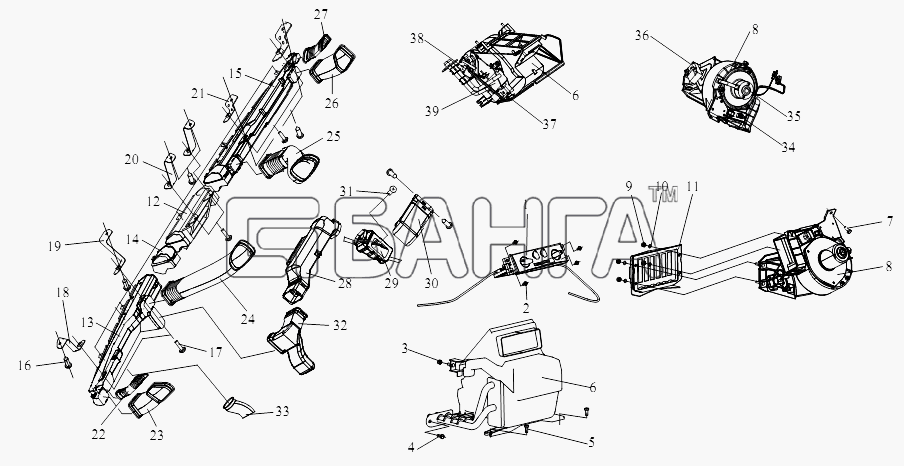 FAW CA-3252 (P2K2T1A) Схема Отопление-161 banga.ua