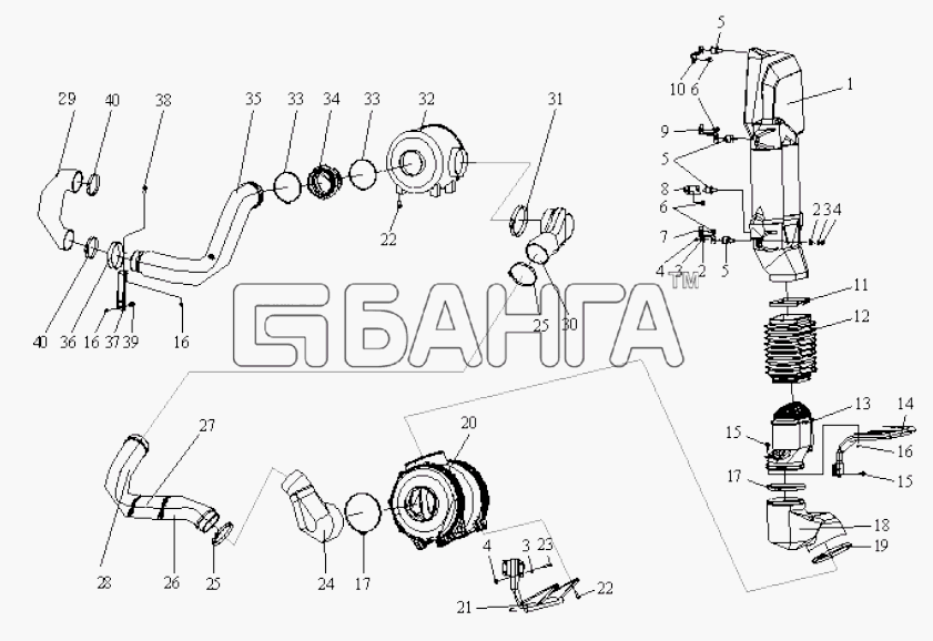 FAW CA-3252 (P2K2T1A) Схема Воздушный фильтр-29 banga.ua