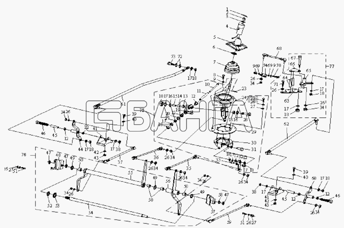 FAW CA-3252 (P2K2T1A) Схема Управляющий механизм переключения