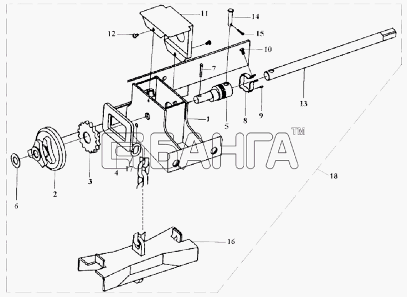 FAW CA-3252 (P2K2T1A) Схема Подъемник запасного колеса-88 banga.ua