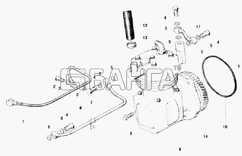 FAW CA-3252 (P2K2T1A) Схема Воздушный компрессор в сборе-97 banga.ua