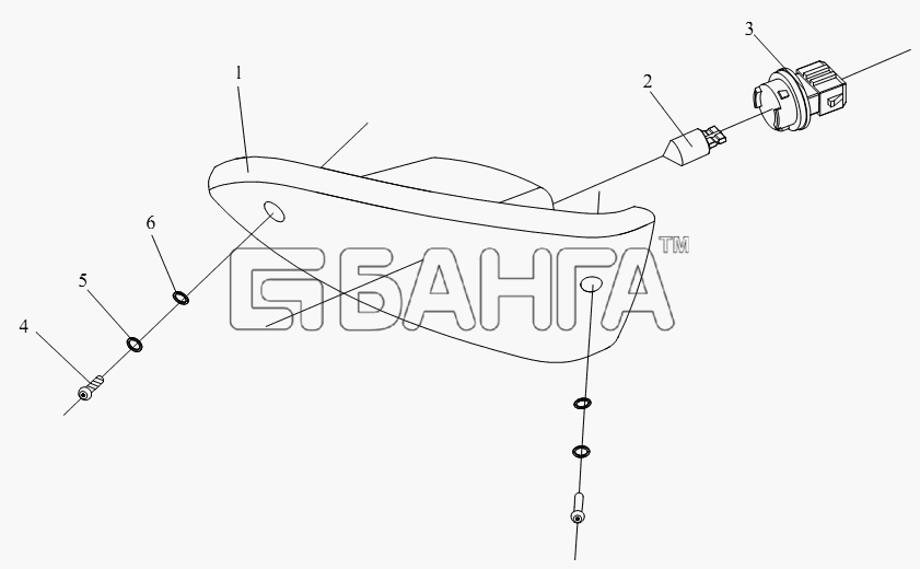 FAW CA-4180 (P66K22A) Схема Задняя габаритная фара (плоская