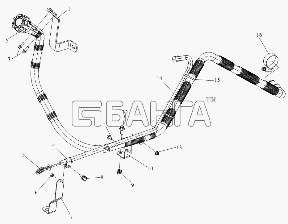 FAW CA-4180 (P66K22A) Схема Маслозаливная горловина и щуп-15 banga.ua