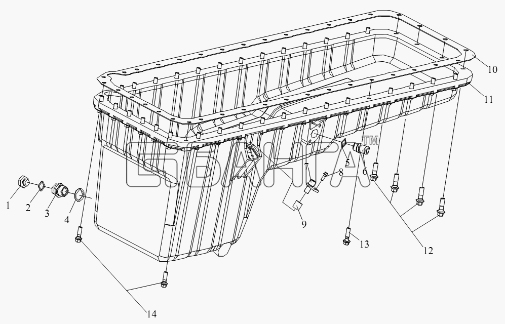 FAW CA-4180 (P66K22A) Схема Масляный поддон-16 banga.ua