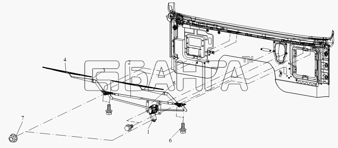 FAW CA-4180 (P66K22A) Схема Стеклоочиститель в сборе-184 banga.ua