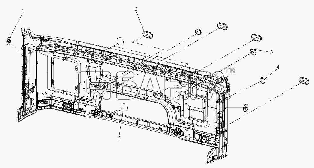 FAW CA-4180 (P66K22A) Схема Пробка передней обшивки и водопроницаемая