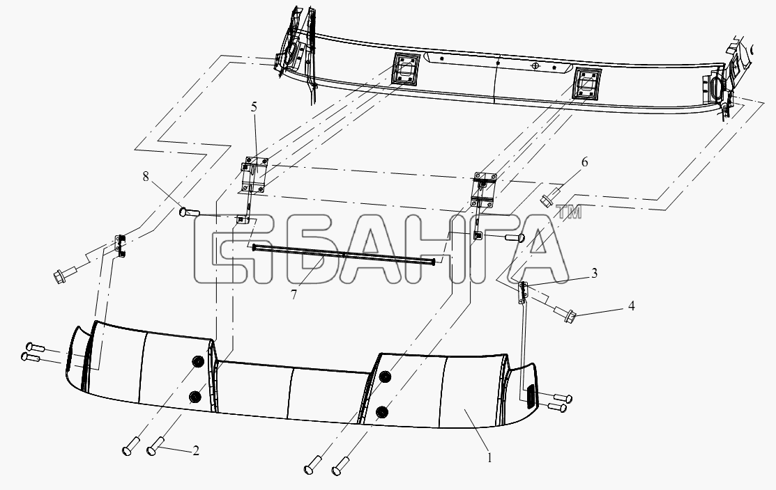FAW CA-4180 (P66K22A) Схема Светозащитная солнечная бленда крыши-233
