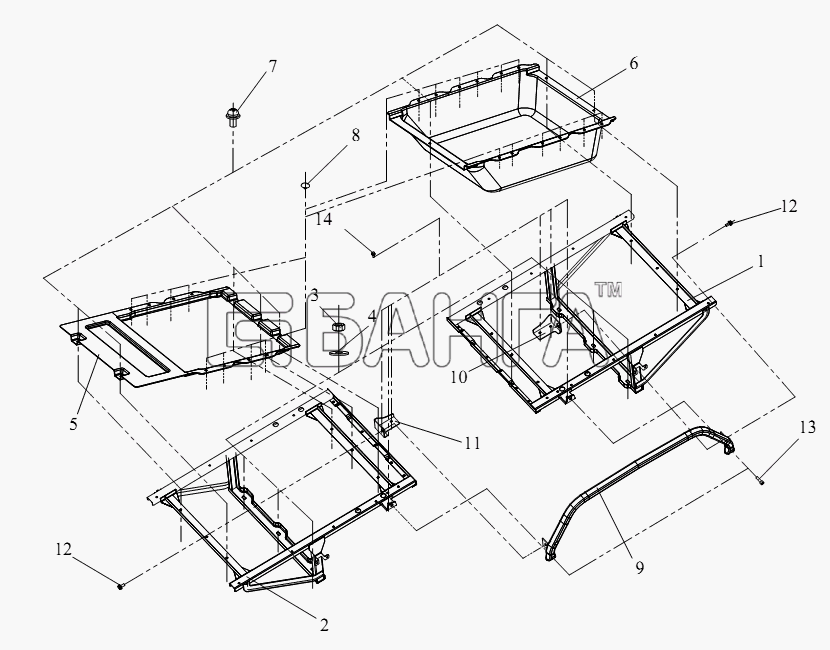 FAW CA-4180 (P66K22A) Схема Блок нижнего спального места (I)-251