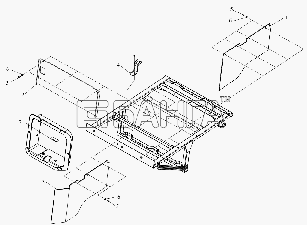 FAW CA-4180 (P66K22A) Схема Блок нижнего спального места (III)-253