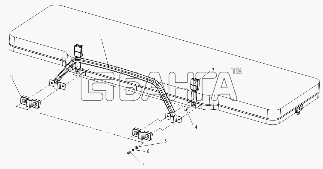 FAW CA-4180 (P66K22A) Схема Верхнее спальное место (высокая крышка