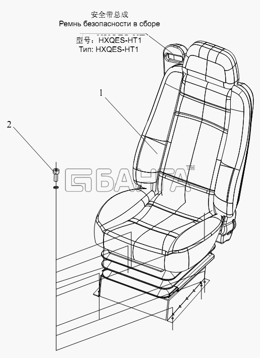 FAW CA-4180 (P66K2A) Схема Переднее сиденье-102 banga.ua