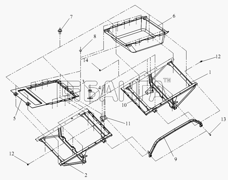 FAW CA-4180 (P66K2A) Схема Блок нижнего спального места-105 banga.ua