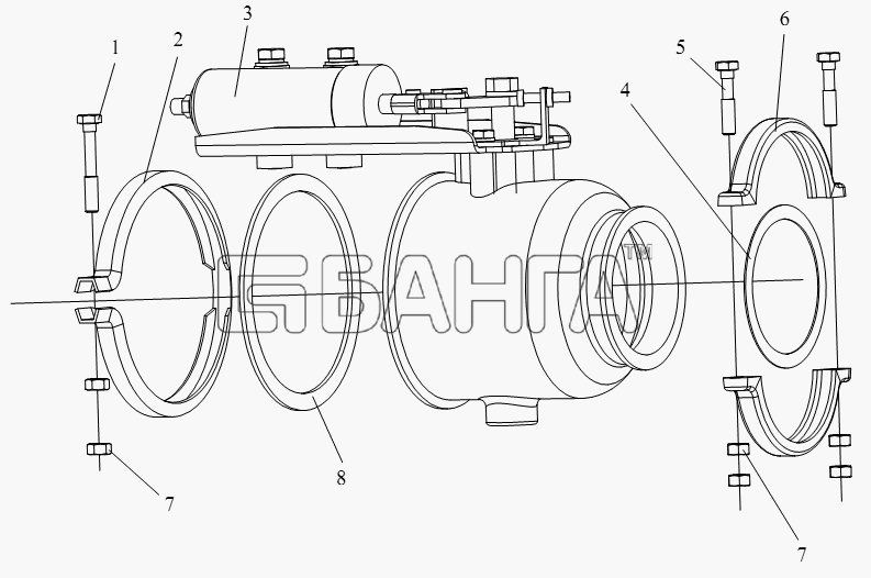 FAW CA-4180 (P66K2A) Схема Выхлопной тормозной клапан-172 banga.ua