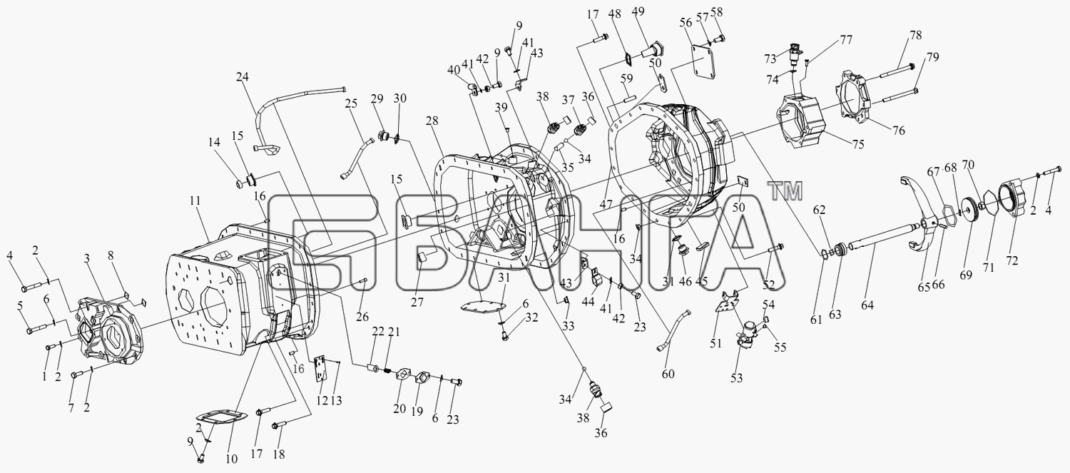 FAW CA-4180 (P66K2A) Схема Корпус коробки передач-178 banga.ua