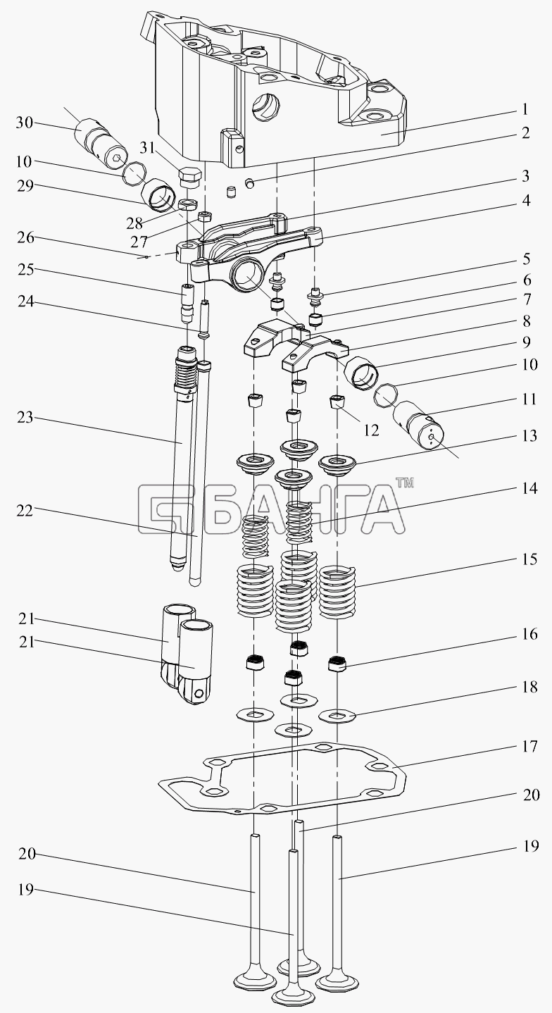 FAW CA-4250 (P66K22T1A1EX) Схема Блок клапанного механизма-14 banga.ua