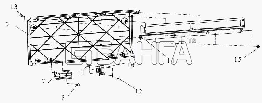 FAW CA-4250 (P66K22T1A1EX) Схема Передний бампер (II)-151 banga.ua