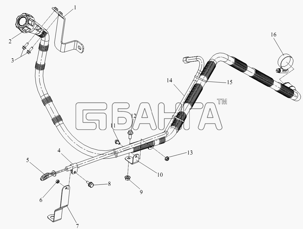 FAW CA-4250 (P66K22T1A1EX) Схема Маслозаливная горловина и щуп-16