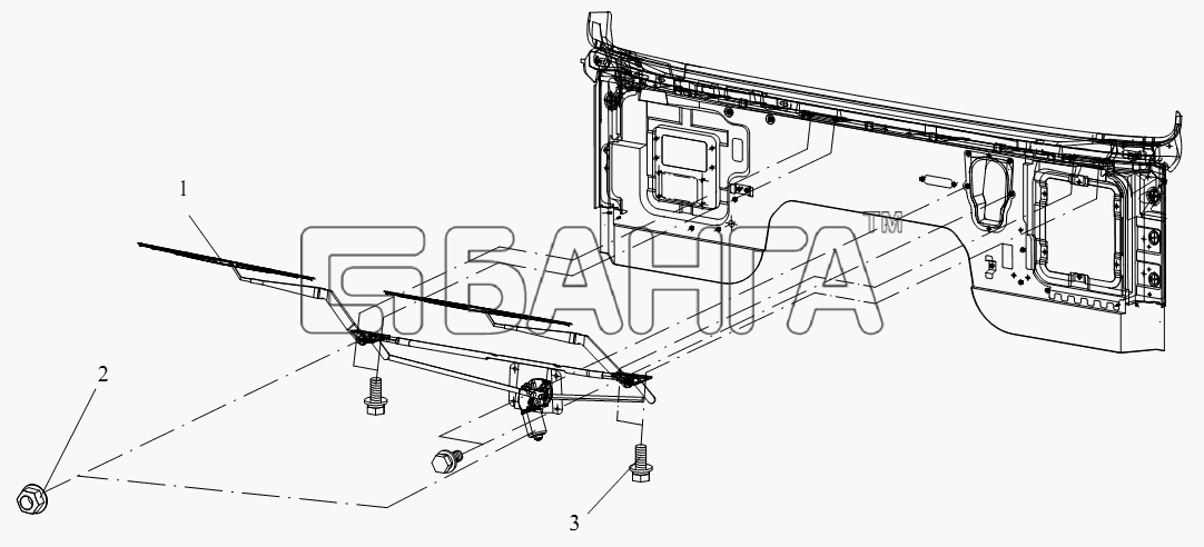 FAW CA-4250 (P66K22T1A1EX) Схема Стеклоочиститель-191 banga.ua