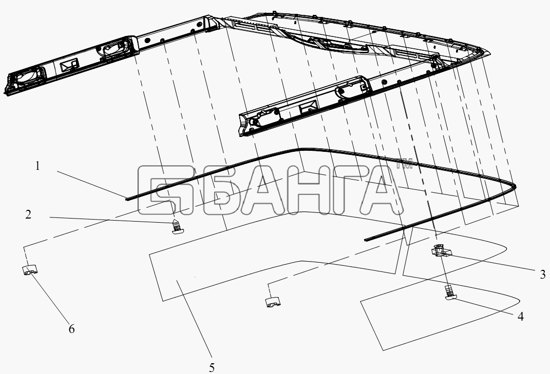 FAW CA-4250 (P66K22T1A1EX) Схема Блок облицовка крышки (III) (плоская