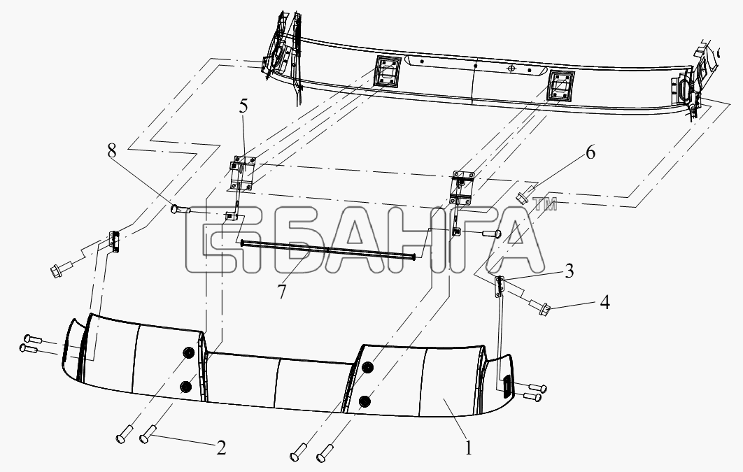 FAW CA-4250 (P66K22T1A1EX) Схема Светозащитная солнечная бленда крышки