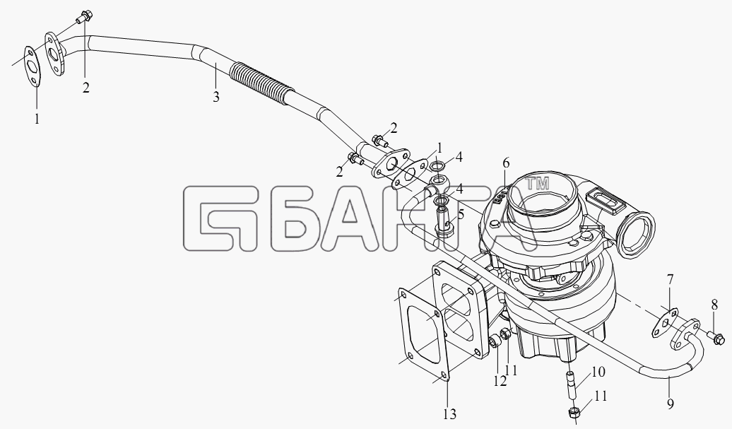 FAW CA-4250 (P66K22T1A1EX) Схема Система турбонаддува-25 banga.ua