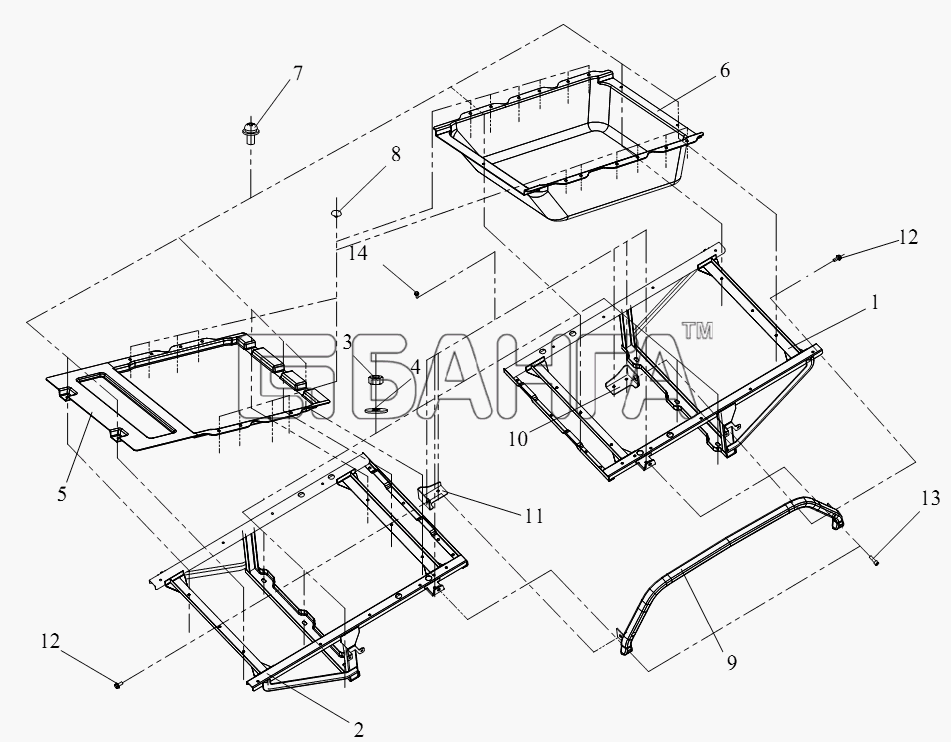 FAW CA-4250 (P66K22T1A1EX) Схема Блок нижнего спального места (I)-260