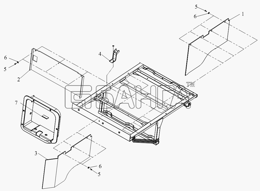 FAW CA-4250 (P66K22T1A1EX) Схема Блок нижнего спального места