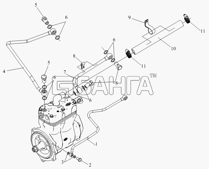 FAW CA-4250 (P66K22T1A1EX) Схема Воздушный компрессор (II)-29 banga.ua