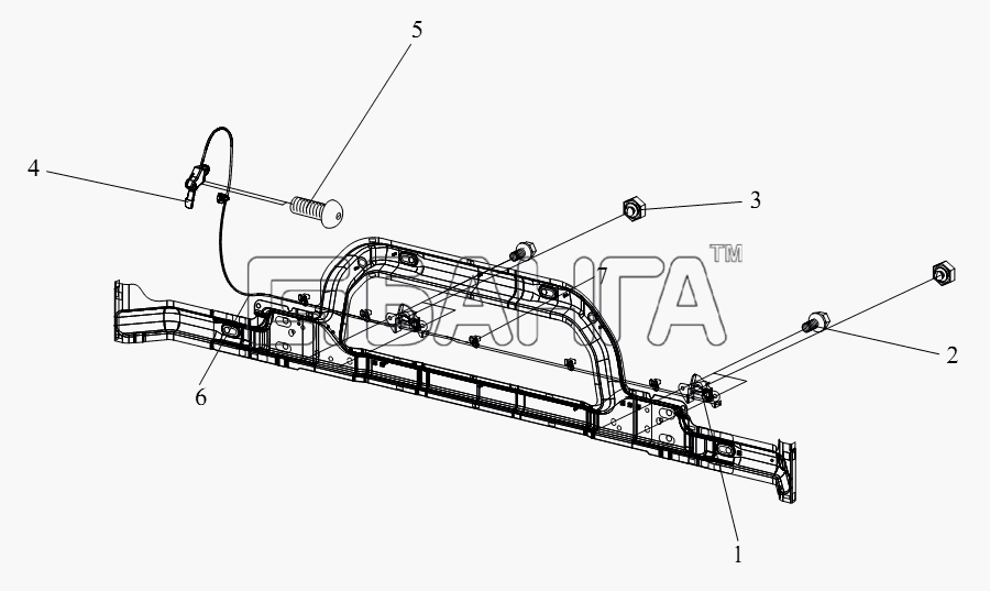 FAW CA-4250 (P66K2T1A1EX) Схема Замок передней обшивки и ручка